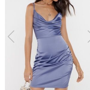 Cowl Neck Satin Lavender Dress